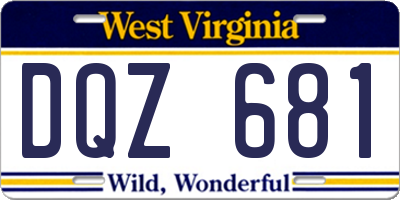 WV license plate DQZ681