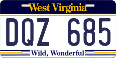 WV license plate DQZ685
