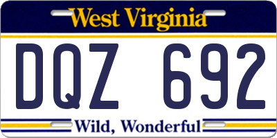 WV license plate DQZ692