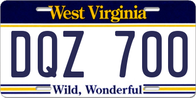 WV license plate DQZ700