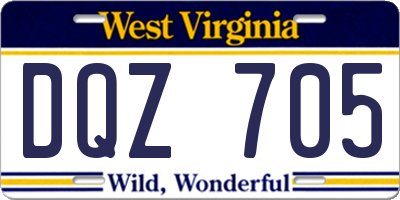 WV license plate DQZ705
