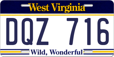 WV license plate DQZ716