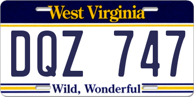 WV license plate DQZ747
