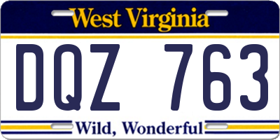 WV license plate DQZ763