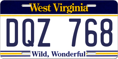 WV license plate DQZ768