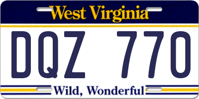 WV license plate DQZ770