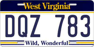 WV license plate DQZ783