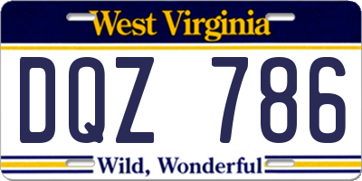 WV license plate DQZ786
