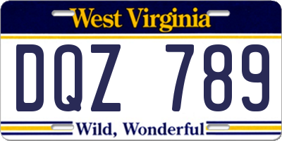WV license plate DQZ789