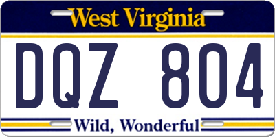 WV license plate DQZ804