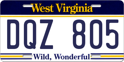 WV license plate DQZ805