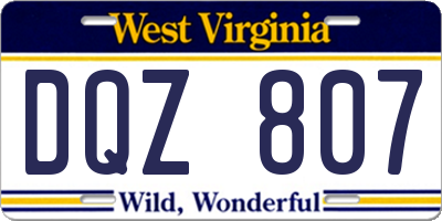 WV license plate DQZ807