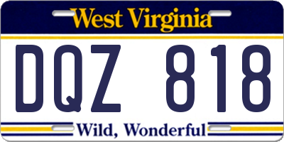 WV license plate DQZ818