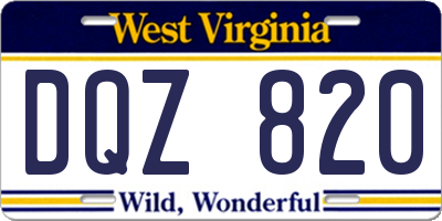 WV license plate DQZ820
