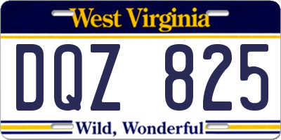 WV license plate DQZ825