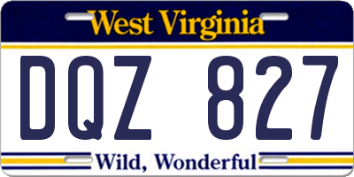 WV license plate DQZ827