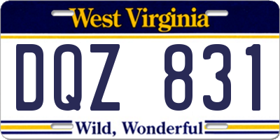 WV license plate DQZ831