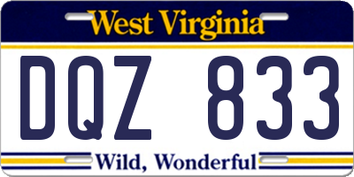 WV license plate DQZ833