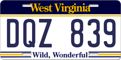 WV license plate DQZ839