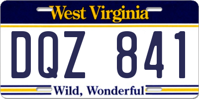 WV license plate DQZ841