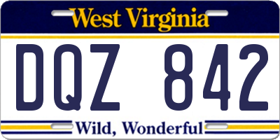 WV license plate DQZ842