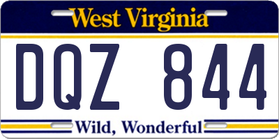 WV license plate DQZ844