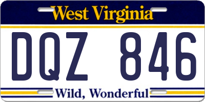 WV license plate DQZ846