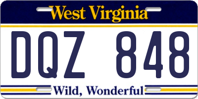 WV license plate DQZ848