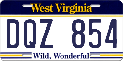 WV license plate DQZ854