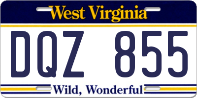 WV license plate DQZ855