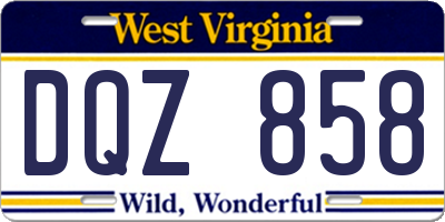 WV license plate DQZ858