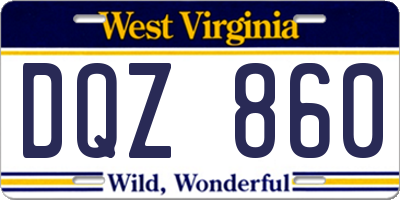 WV license plate DQZ860