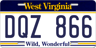 WV license plate DQZ866