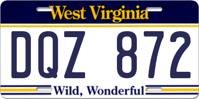 WV license plate DQZ872