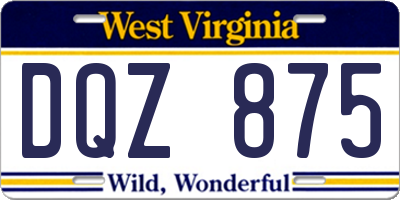 WV license plate DQZ875