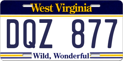 WV license plate DQZ877