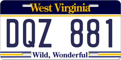 WV license plate DQZ881