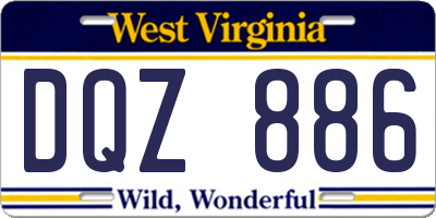 WV license plate DQZ886