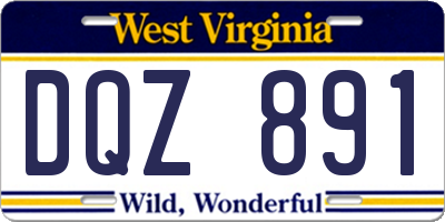 WV license plate DQZ891