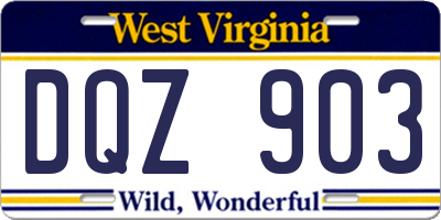 WV license plate DQZ903