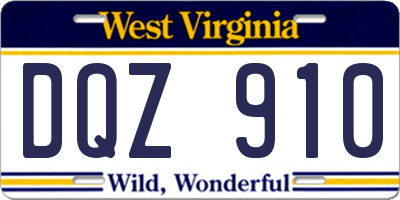 WV license plate DQZ910