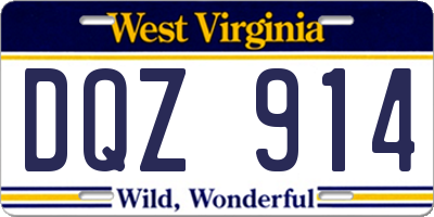 WV license plate DQZ914