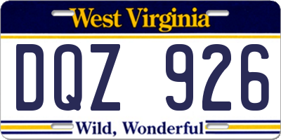 WV license plate DQZ926