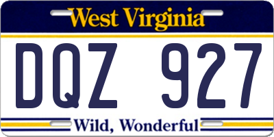 WV license plate DQZ927