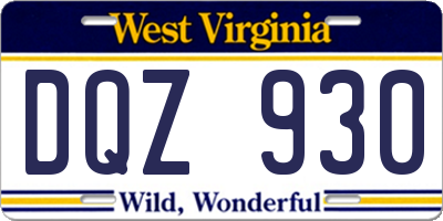 WV license plate DQZ930