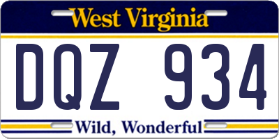 WV license plate DQZ934