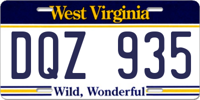 WV license plate DQZ935