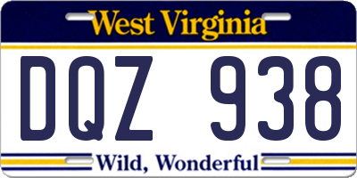 WV license plate DQZ938