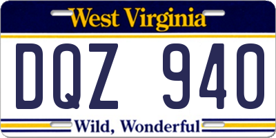 WV license plate DQZ940