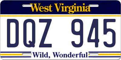 WV license plate DQZ945